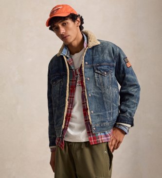 Chaqueta trucker de denim con forro azul