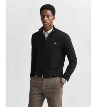 Jersey Classic Cotton Half-Zip negro