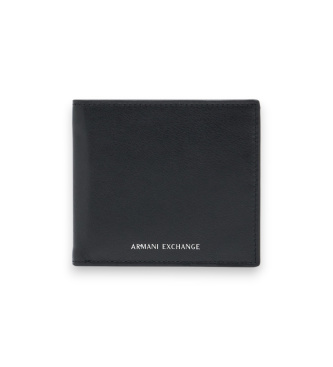 Cartera plegable de piel con logotipo en relieve