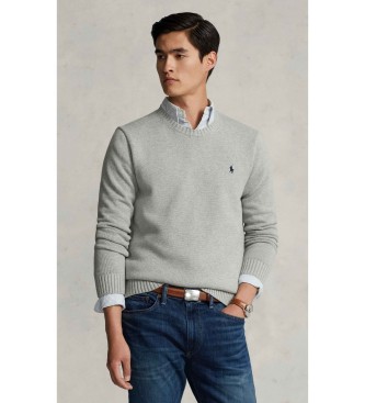 Jersey de algodón con cuello redondo gris