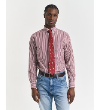 Camisa Regular Fit de popelina a rayas burdeos