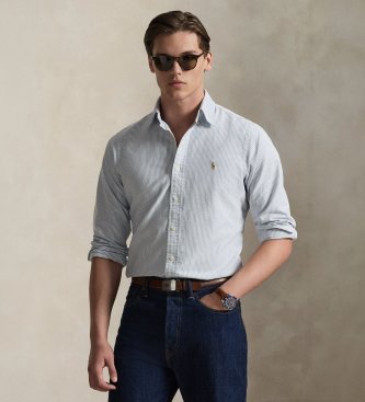 Camisa oxford con rayas Custom Fit blanco, marino