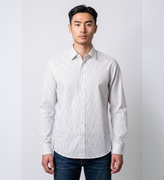 Camisa de manga larga Pinstripe blanco