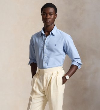 Camisa oxford teñida Custom Fit azul claro