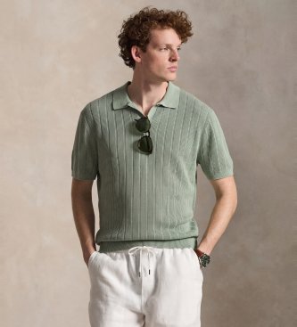 Jersey de lino con cuello abierto verde
