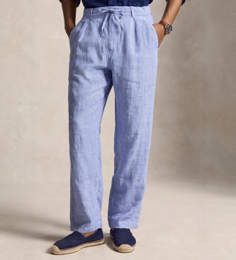 Pantalón Lateef de lino Relaxed Fit azul