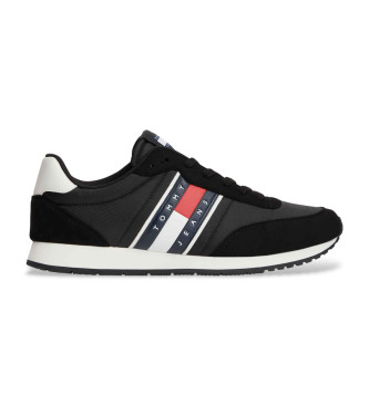 Zapatillas con logo y mezcla de texturas negro