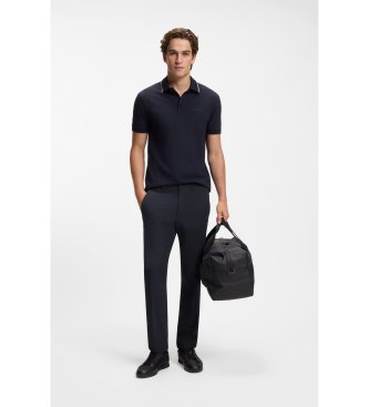 Pantalón regular fit de tejido elástico repelente al agua marino