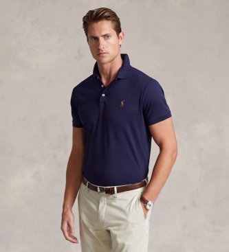 Polo Custom Slim Fit de algodón suave marino