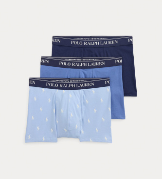 Set 3 calzoncillos bóxer de algodón elástico azul